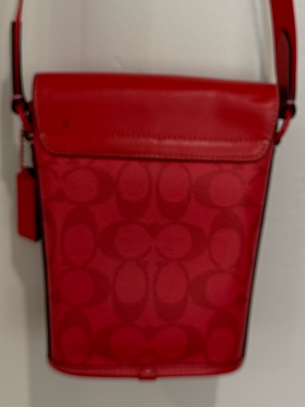 Coach Track Small Flap Crossbody Bag in Red Signature Canvas Style C9841 - Picture 4 of 12